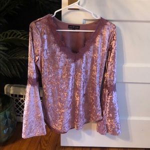 Velvet bell-sleeved top